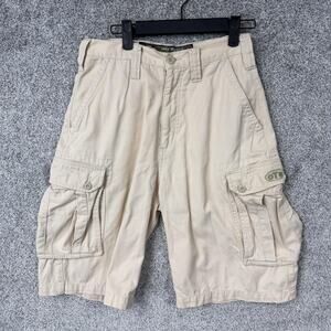 Vtg Y2K OTB Cargo Shorts Mens Size 28x9 Cream Canvas Skater Streetwear Gorpcore
